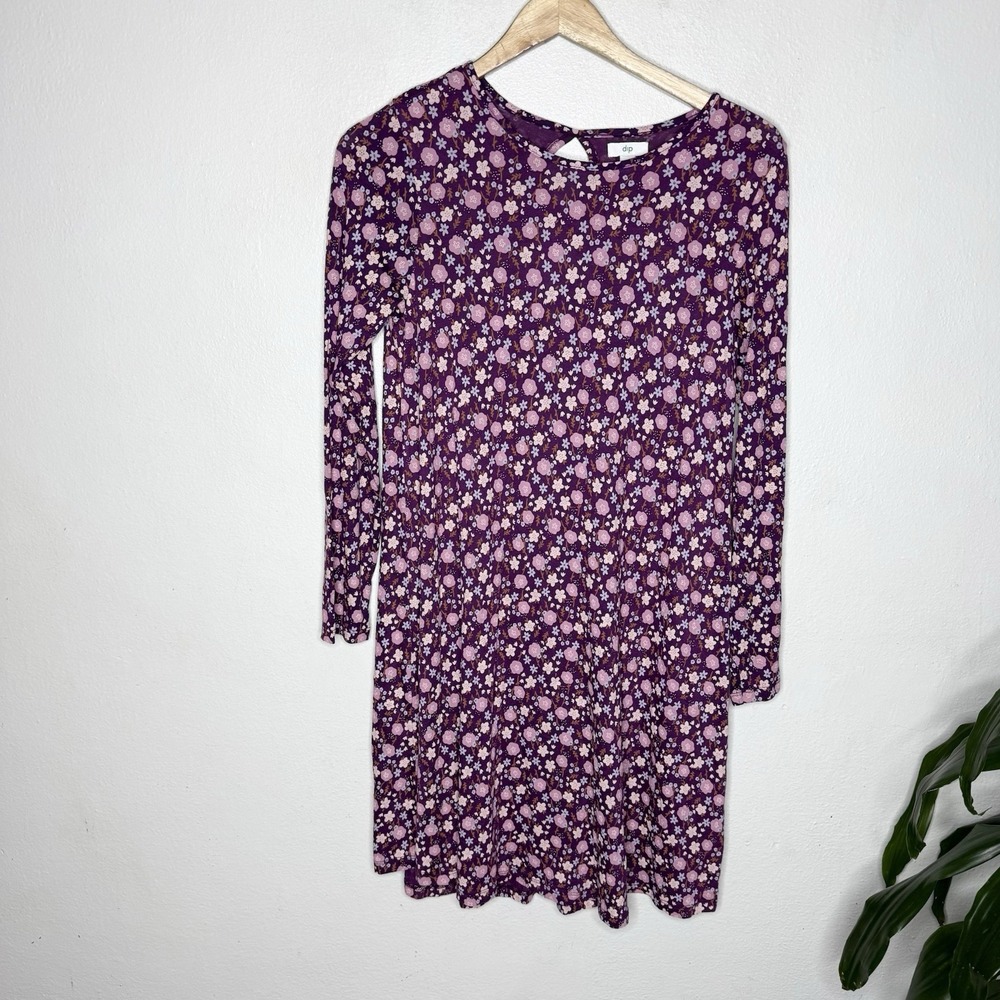 New Dip Floral Purple Stretch Long Sleeve Dress‎ Girls XL